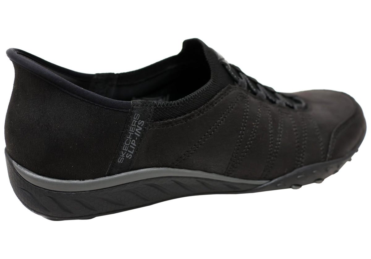 Skechers Womens Slip Ins Breathe Easy Home Body Black Shoes