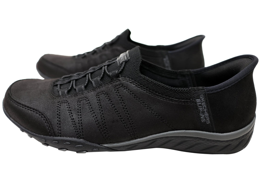 Skechers Womens Slip Ins Breathe Easy Home Body Black Shoes