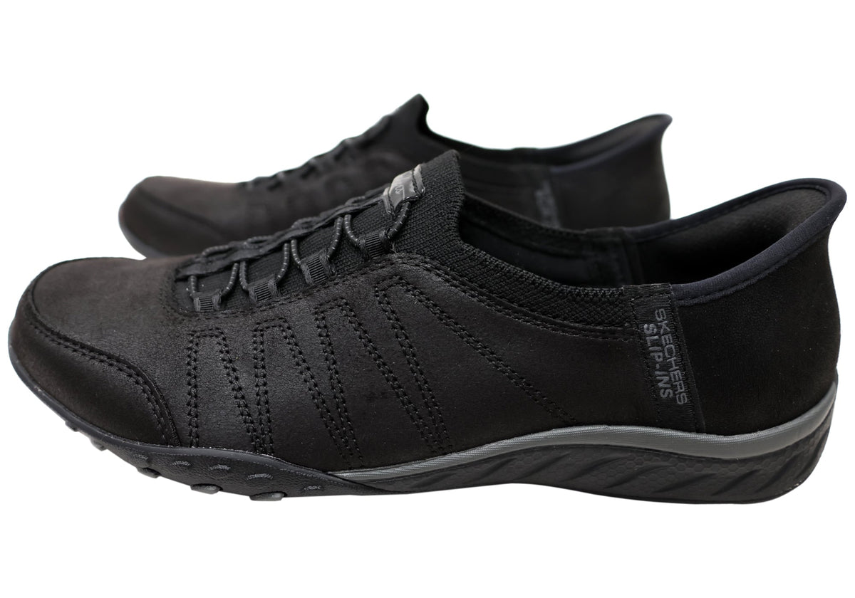 Skechers Womens Slip Ins Breathe Easy Home Body Black Shoes