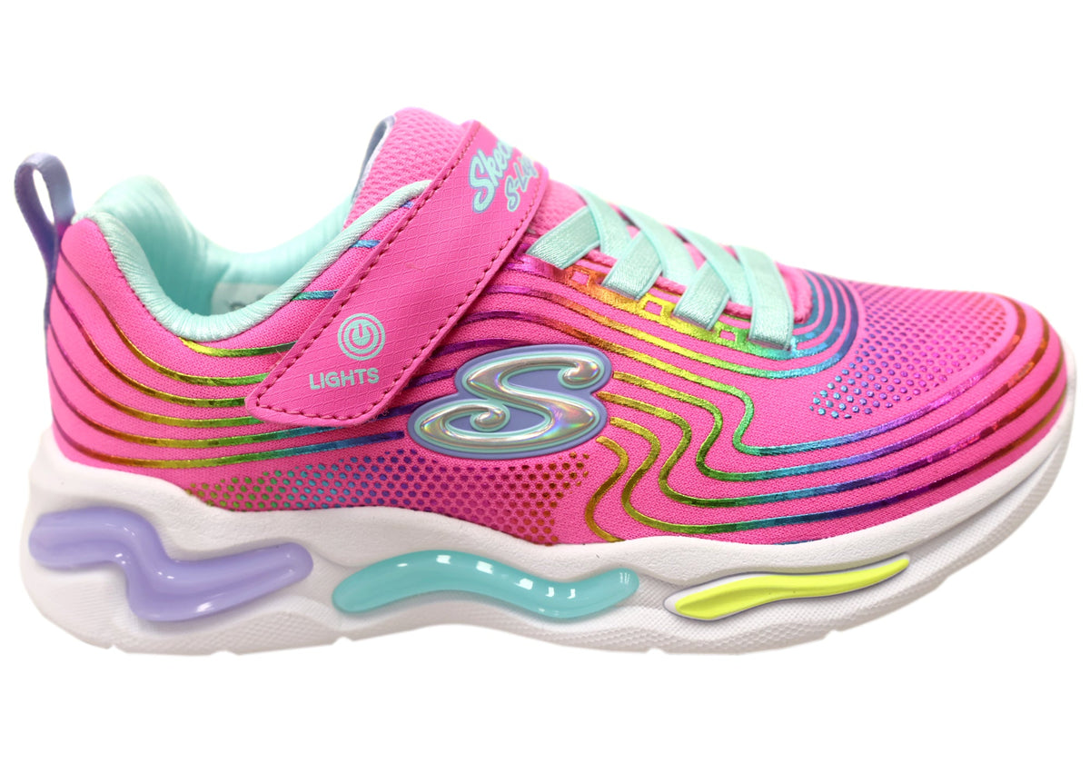 Skechers Girls Kids S Lights Wavy Beams Comfortable Light Up Shoes