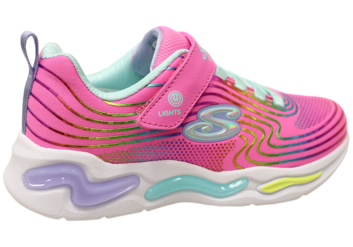 Skechers Girls Kids S Lights Wavy Beams Comfortable Light Up Shoes