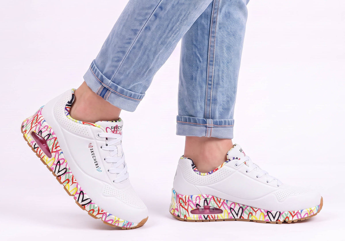 Skechers Womens Skechers x JGoldcrown Uno Loving Love Shoes White