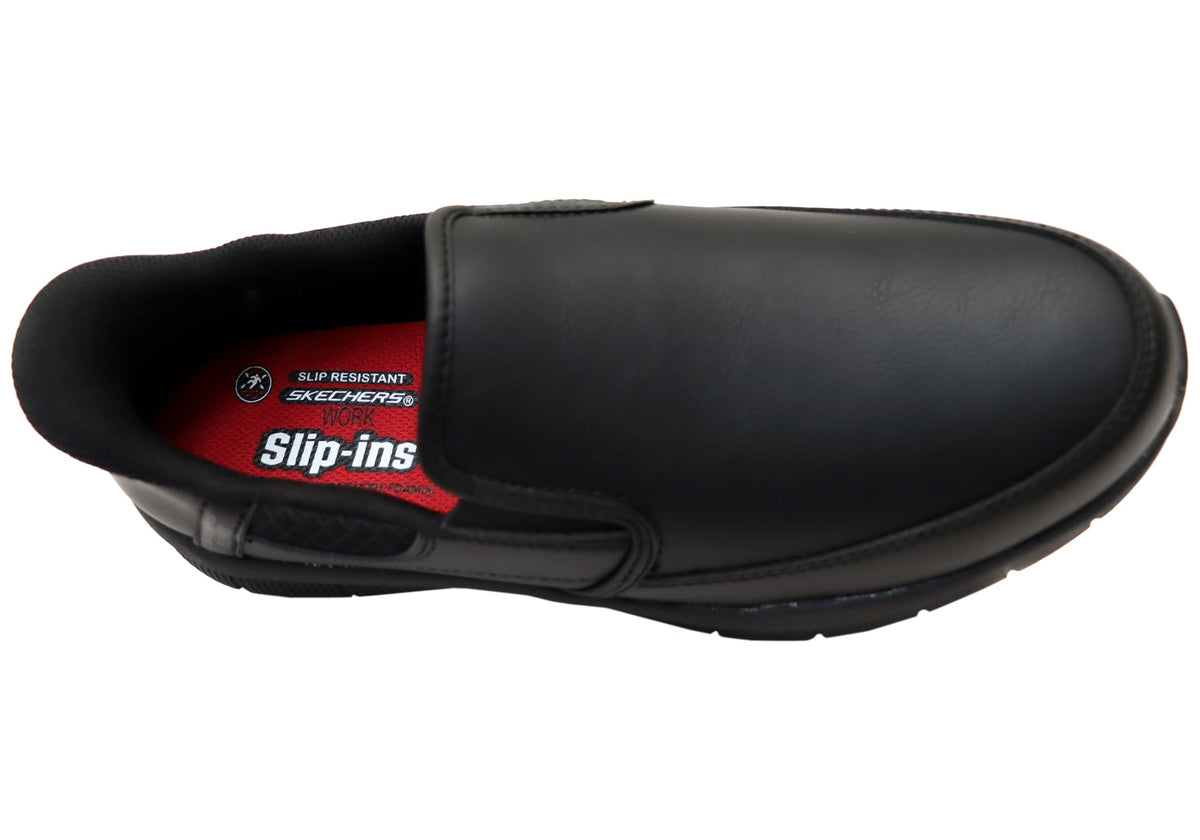 Skechers Mens Slip Ins Work Nampa Broxtin Leather Slip Resistant Shoes