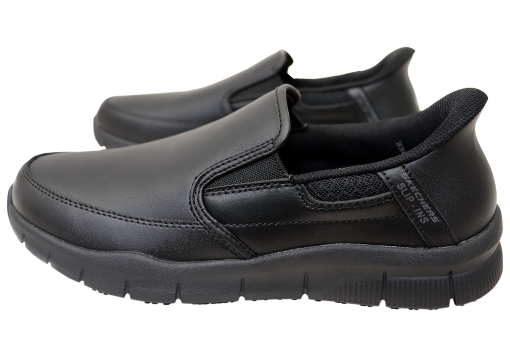 Skechers Mens Slip Ins Work Nampa Broxtin Leather Slip Resistant Shoes
