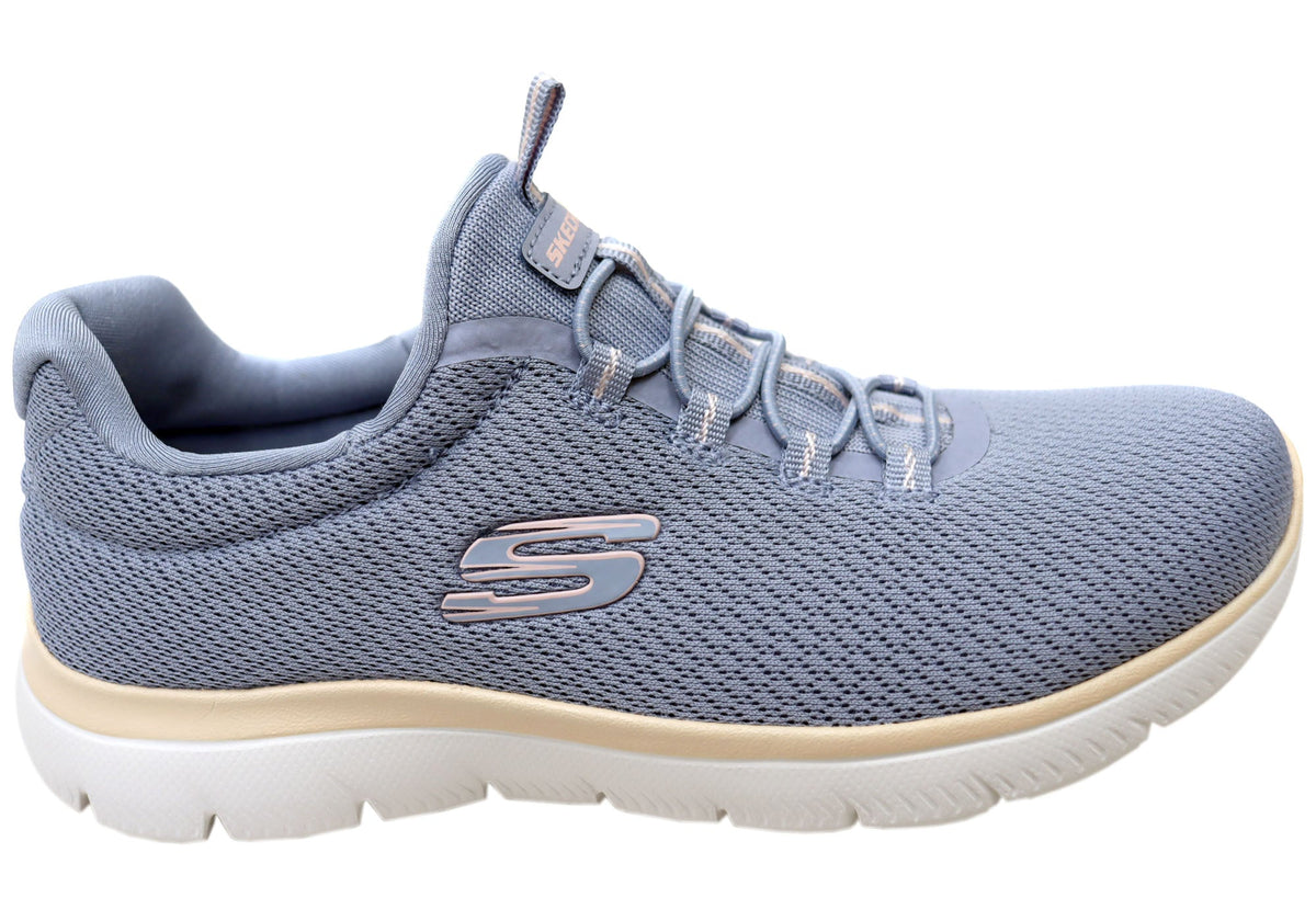 Skechers Womens Summits Summer Blush Slip On Shoes Light Blue