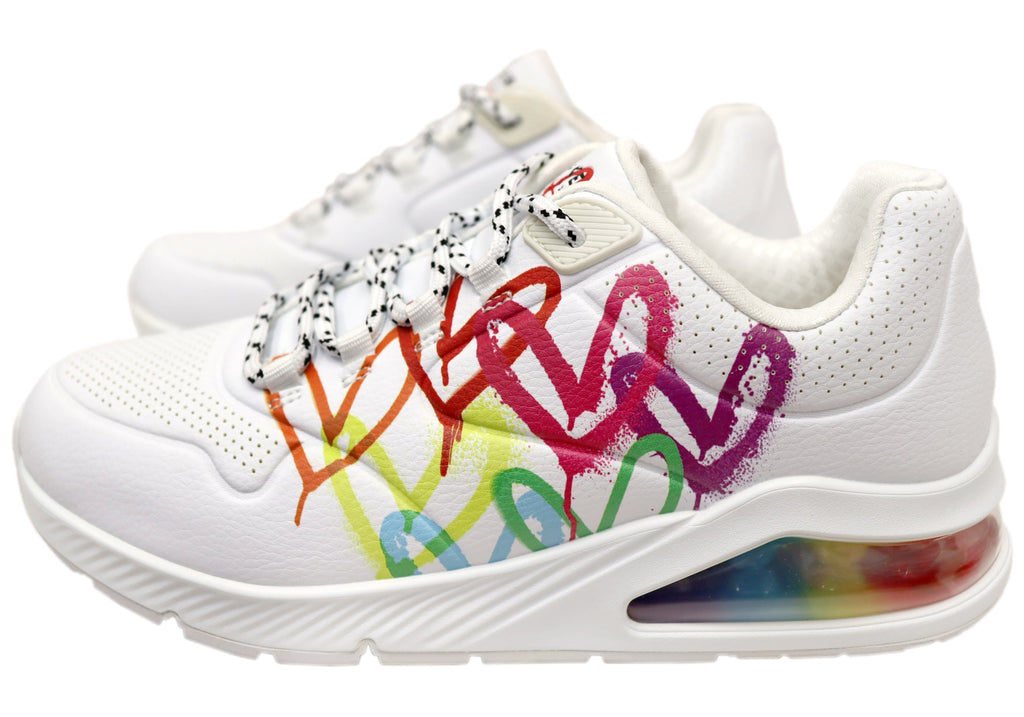 Skechers Womens Uno 2 Floating Love Comfortable Lace Up Shoes