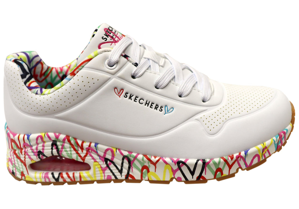 Skechers Womens Skechers x JGoldcrown Uno Loving Love Shoes White