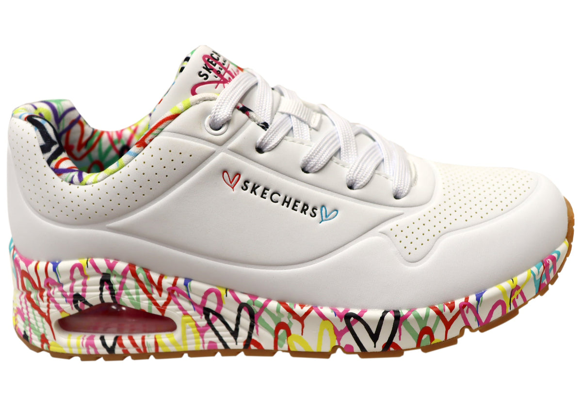 Skechers Womens Skechers x JGoldcrown Uno Loving Love Shoes White