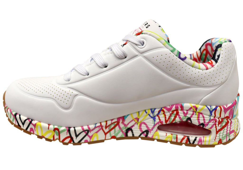 Skechers Womens Skechers x JGoldcrown Uno Loving Love Shoes White