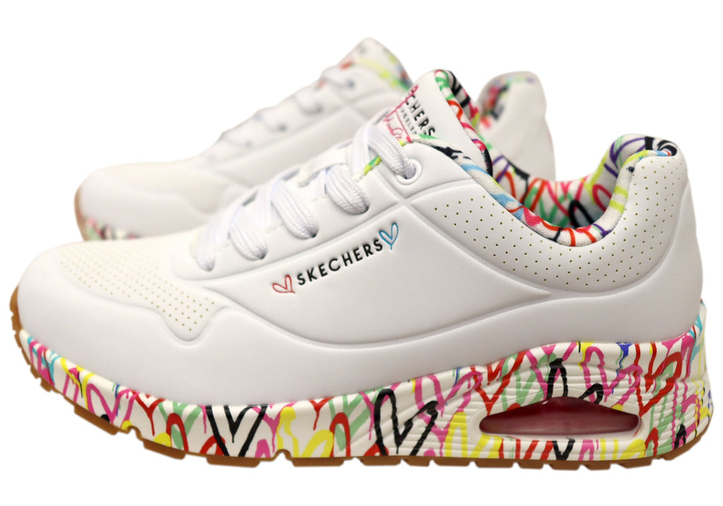 Skechers Womens Skechers x JGoldcrown Uno Loving Love Shoes White
