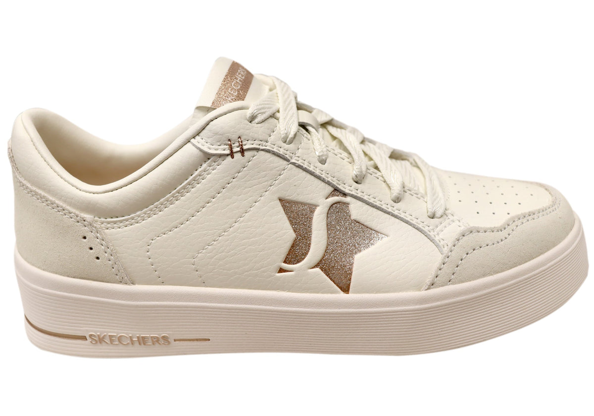 Skechers Womens Court Classics Hiland Illuminated Neutrals Sneakers