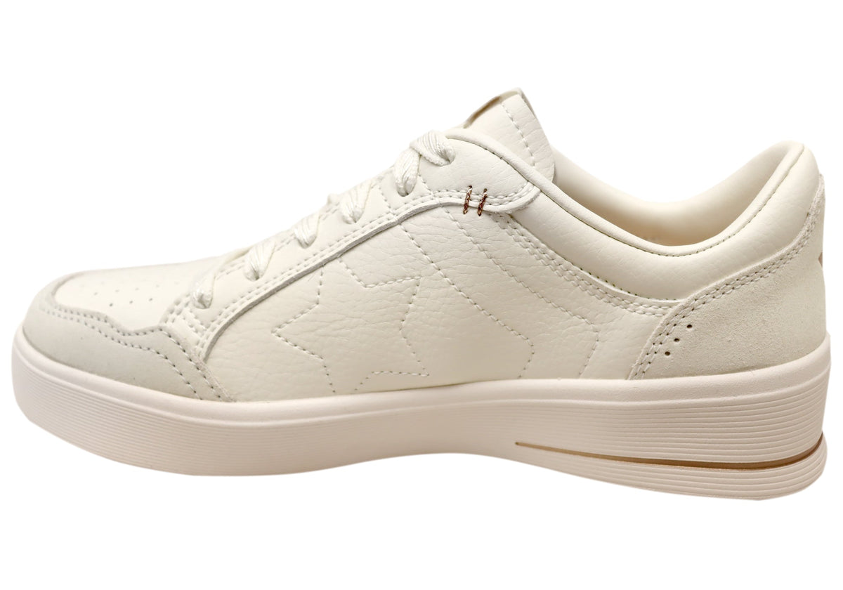 Skechers Womens Court Classics Hiland Illuminated Neutrals Sneakers