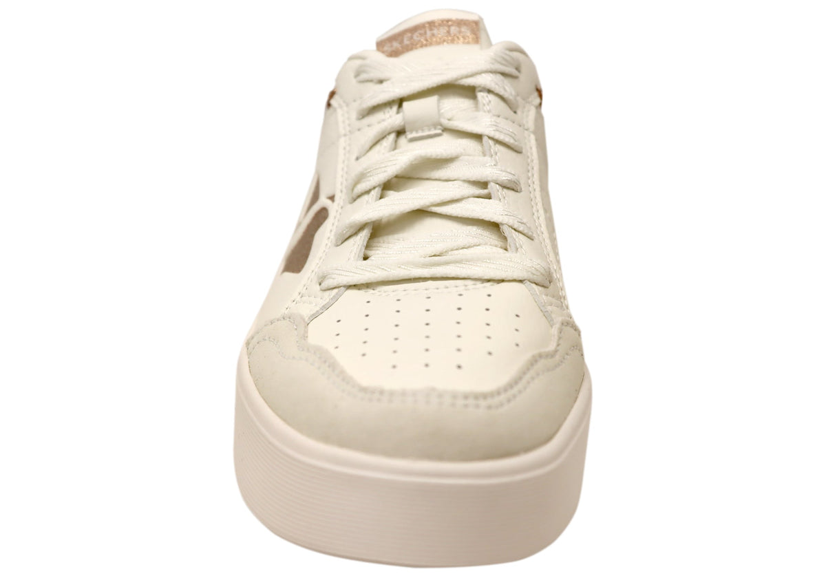 Skechers Womens Court Classics Hiland Illuminated Neutrals Sneakers