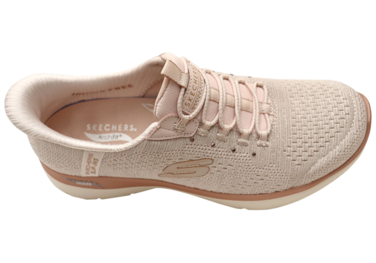 Skechers Womens Slip Ins Arch Fit Summits Soft Shimmer Comfort Shoes