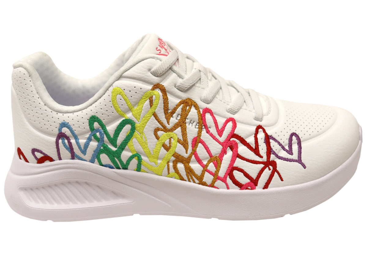Skechers Womens Uno Lite Shinin Hearts Comfortable Shoes