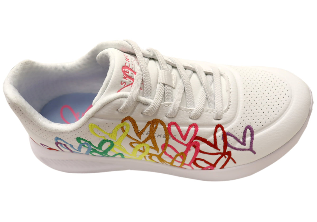 Skechers Womens Uno Lite Shinin Hearts Comfortable Shoes