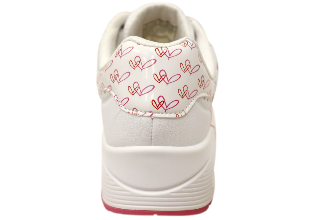 Skechers Womens Uno Twin Hearts Comfortable Lace Up Shoes