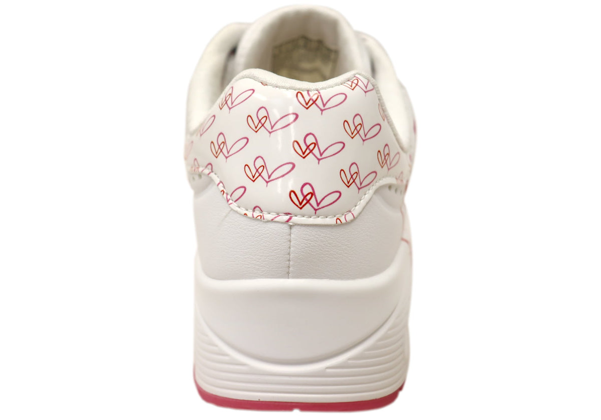 Skechers Womens Uno Twin Hearts Comfortable Lace Up Shoes