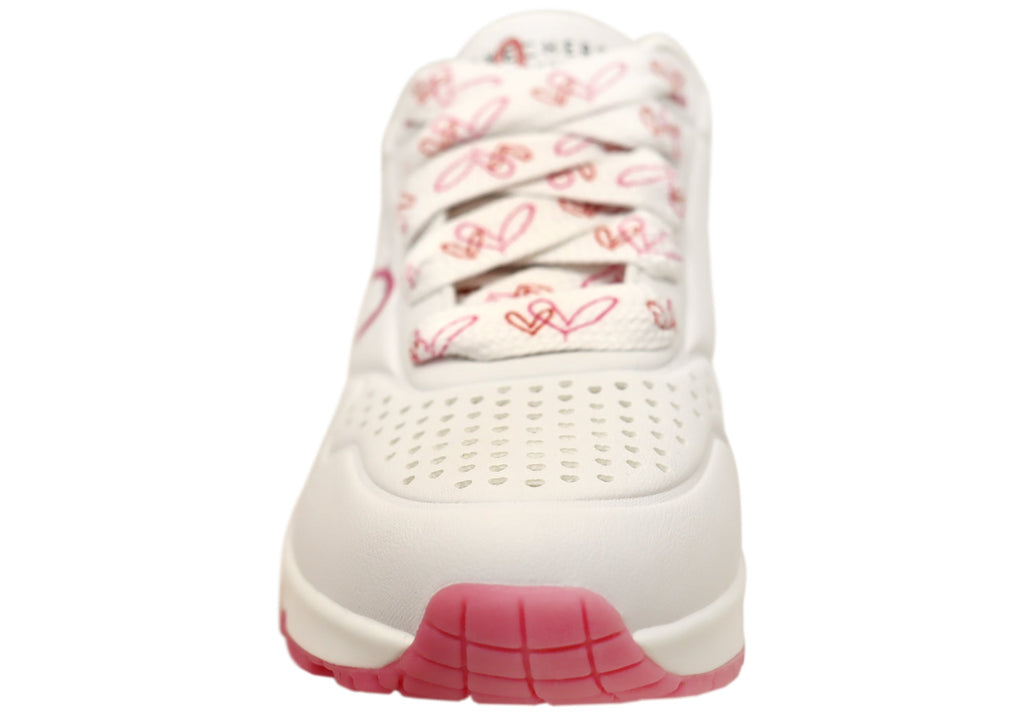 Skechers Womens Uno Twin Hearts Comfortable Lace Up Shoes