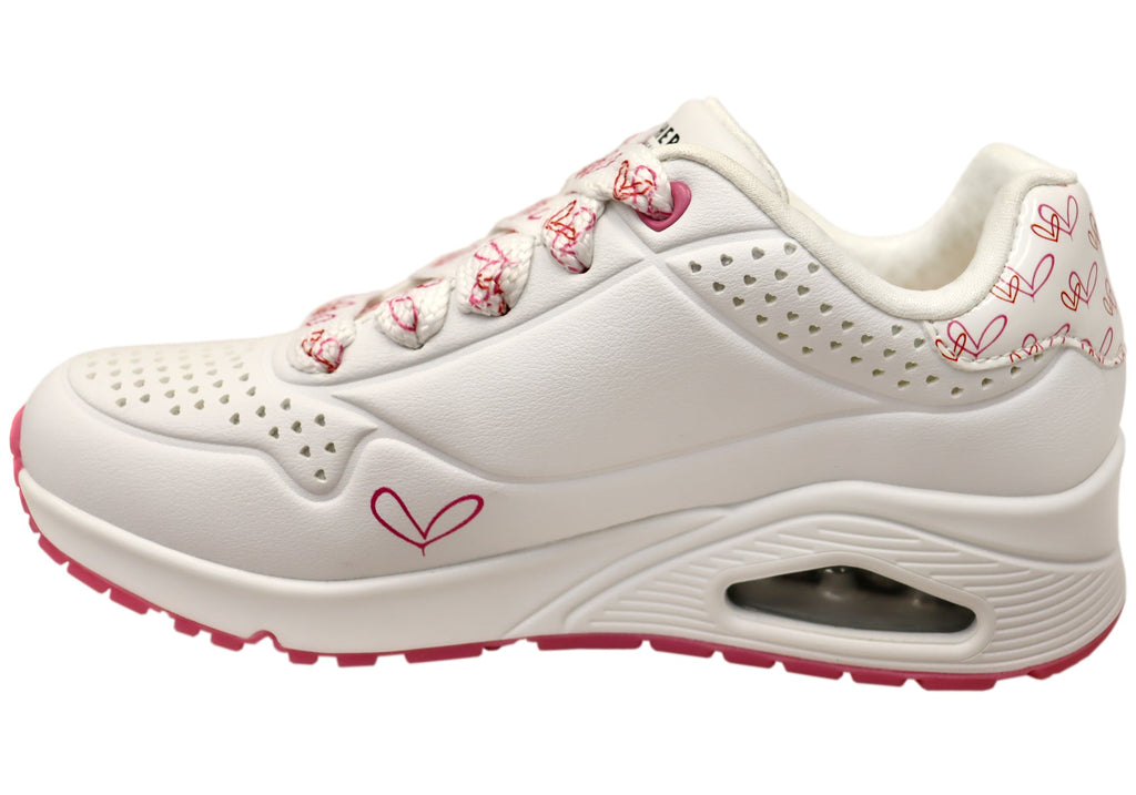 Skechers Womens Uno Twin Hearts Comfortable Lace Up Shoes