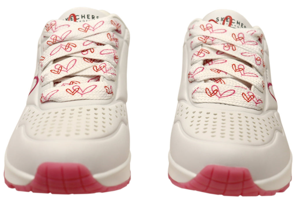 Skechers Womens Uno Twin Hearts Comfortable Lace Up Shoes