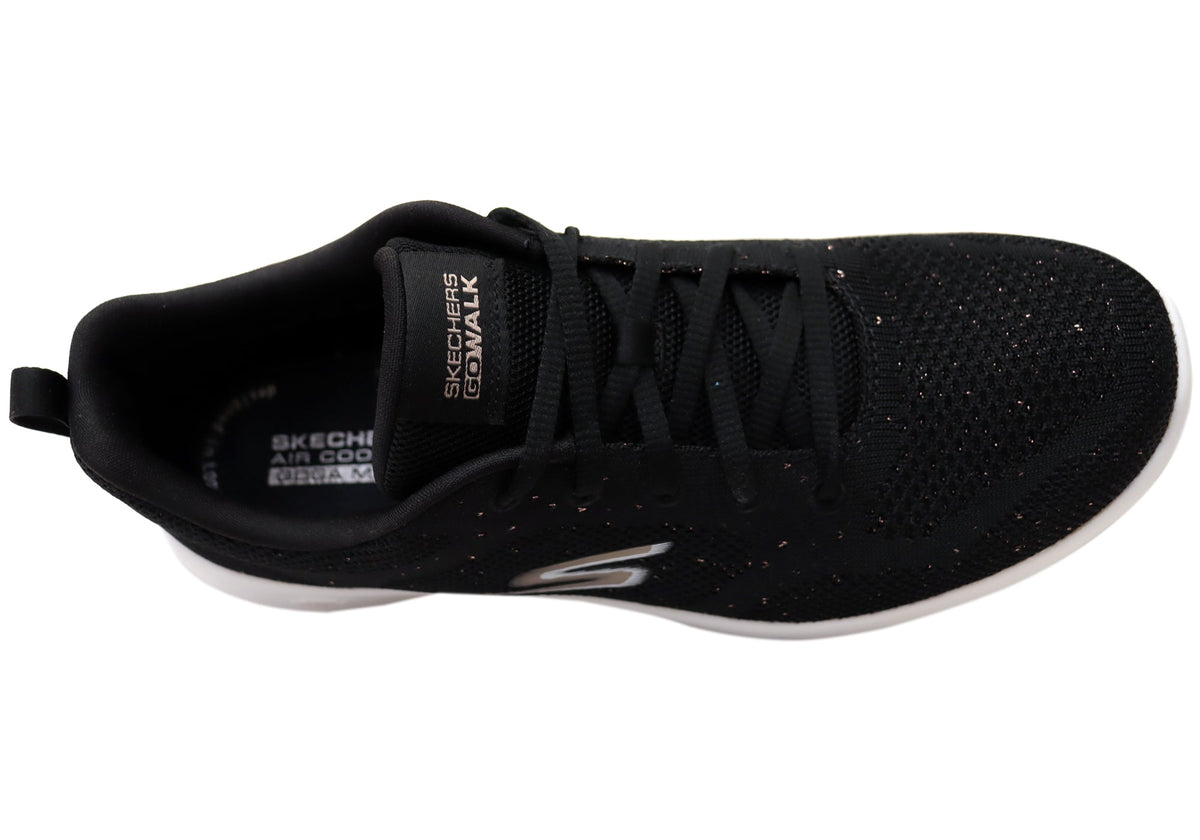Skechers Womens GO Walk Joy Violet Comfortable Shoes Black Rose Gold