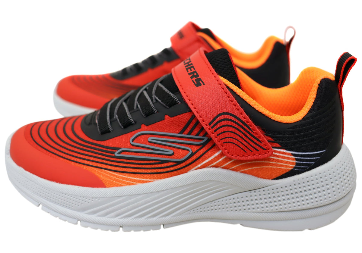 Skechers Boys Kids Microspec Advance Comfortable Shoes Red Black